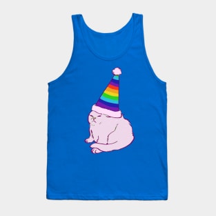 rainbow hat party white persian cat meme Tank Top